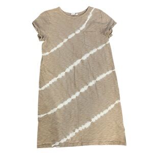Gap Tan and White Tie-Dye T-Shirt Dress
